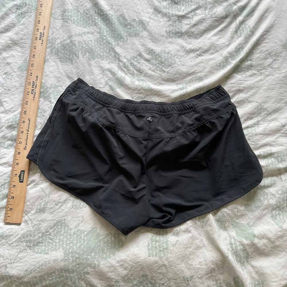 Prana Shorts Womens Medium Black nylon workout shorts black grey Lightweight